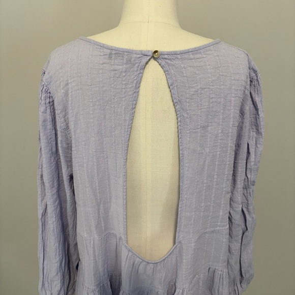 American Eagle Babydoll Tiered Open Back Boho Flowy Cotton Top Lilac Purple - Picture 10 of 14